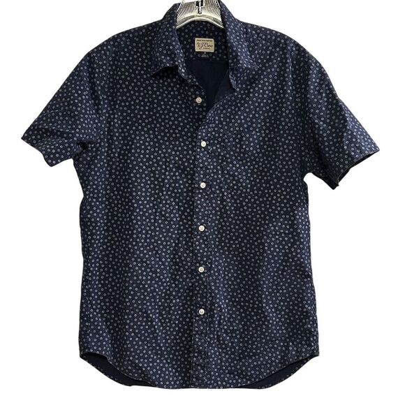 J.Crew Women’s S Blue Floral Short Sleeve Button-Up Shirt Casual Summer - Picture 1 of 12